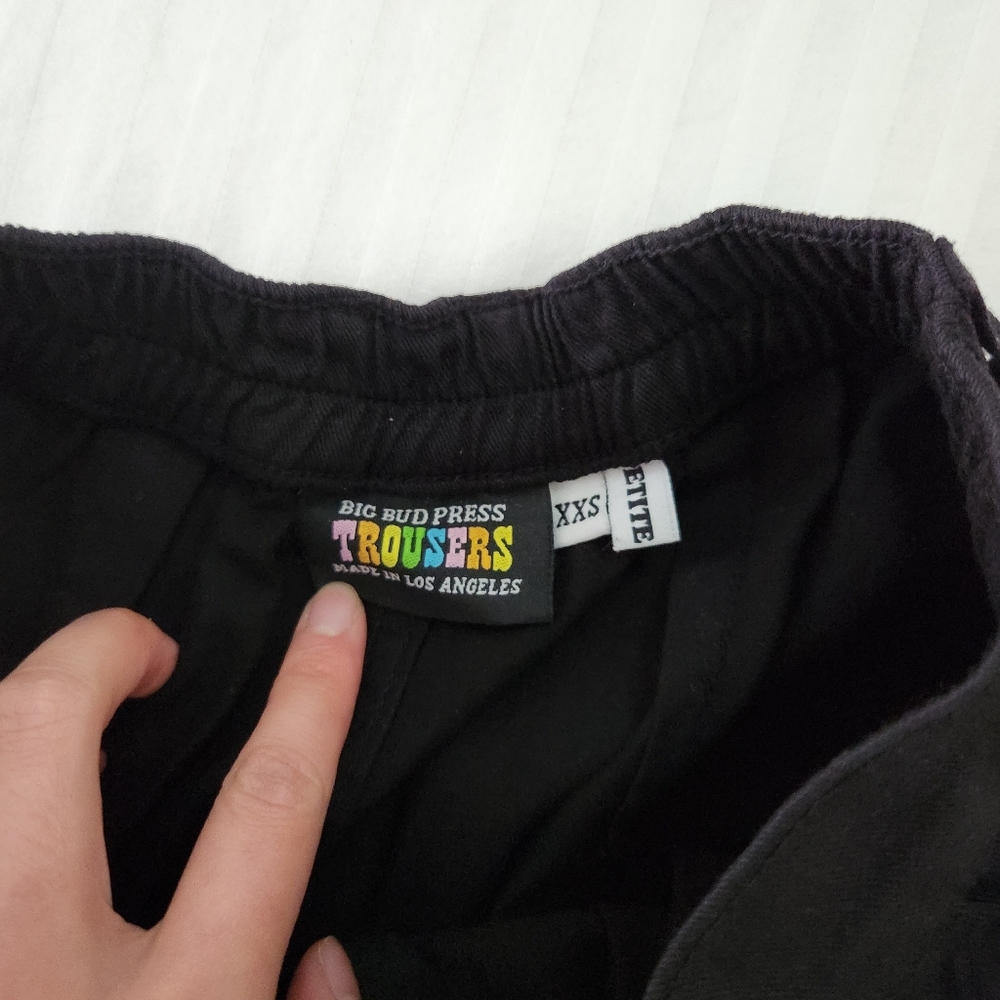 NWOT Big Bud Press Pleated Trousers in Black - Size XXS Petite - Picture 4 of 5